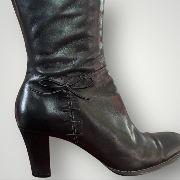 Anne Klein Booker Black Leather Tall Dressy Boots Heels Women Size 8.5 - Picture 1 of 11